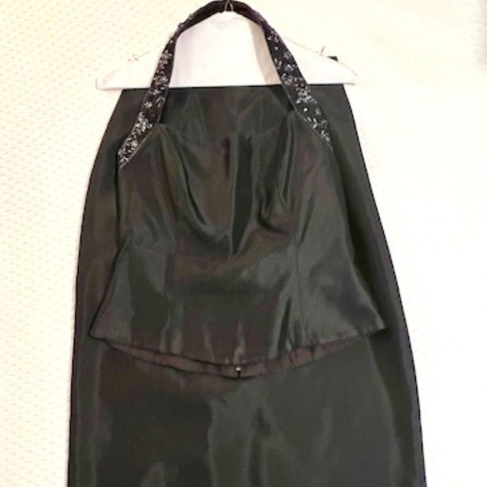 David’s Bridal Formal Black Embellished Halter Top with matching skirt Size 6
